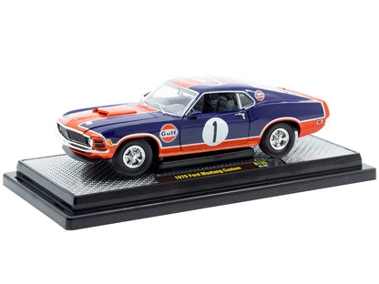 1970 Ford Mustang Custom #1 "Gulf Oil" Dark Blue with Orange Graphics Limited Edition to 7850 pieces Worldwide 1/24 Diecast Model Car