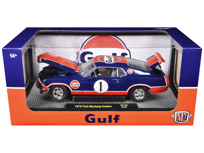 1970 Ford Mustang Custom #1 "Gulf Oil" Dark Blue with Orange Graphics Limited Edition to 7850 pieces Worldwide 1/24 Diecast Model Car