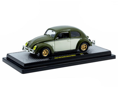1952 Volkswagen Beetle Deluxe Model Dark Green with Beige Sides Limited Edition to 5250 pieces Worldwide 1/24 Diecast Model Car