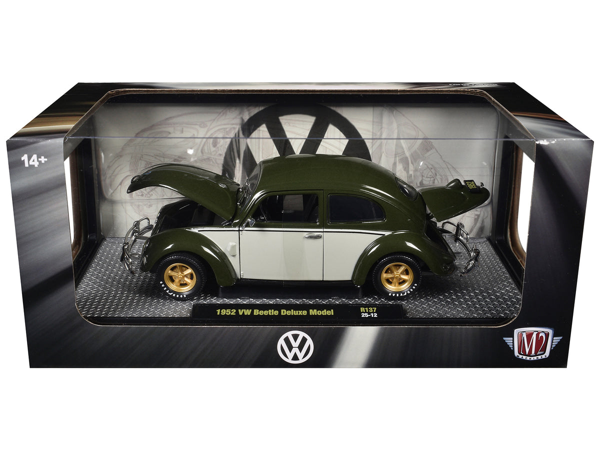 1952 Volkswagen Beetle Deluxe Model Dark Green with Beige Sides Limited Edition to 5250 pieces Worldwide 1/24 Diecast Model Car