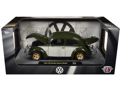 1952 Volkswagen Beetle Deluxe Model Dark Green with Beige Sides Limited Edition to 5250 pieces Worldwide 1/24 Diecast Model Car
