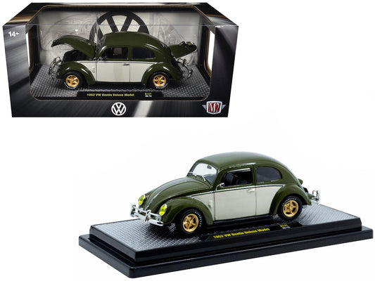 1952 Volkswagen Beetle Deluxe Model Dark Green with Beige Sides Limited Edition to 5250 pieces Worldwide 1/24 Diecast Model Car