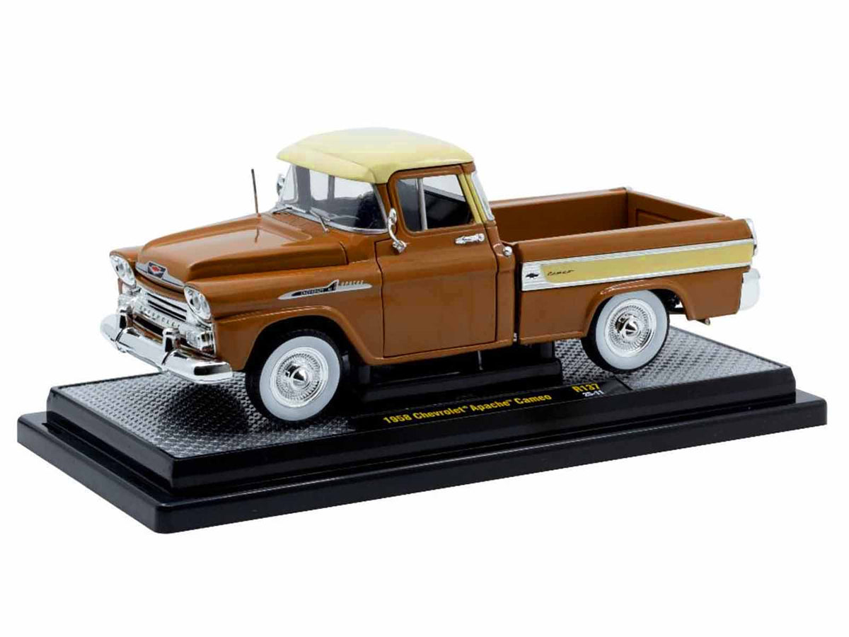 1958 Chevrolet Apache Cameo Pickup Truck Brown with Beige Top Limited Edition to 5250 pieces Worldwide 1/24 Diecast Model Car