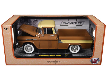 1958 Chevrolet Apache Cameo Pickup Truck Brown with Beige Top Limited Edition to 5250 pieces Worldwide 1/24 Diecast Model Car