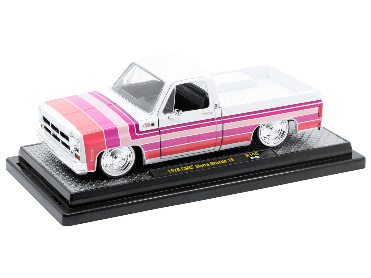 1976 GMC Sierra Grande 15 Pickup Truck White with Stripes Limited Edition to 9250 pieces Worldwide 1/24 Diecast Model Car