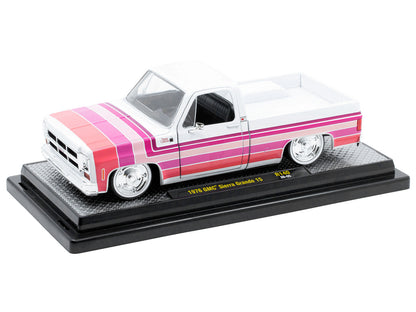 1976 GMC Sierra Grande 15 Pickup Truck White with Stripes Limited Edition to 9250 pieces Worldwide 1/24 Diecast Model Car