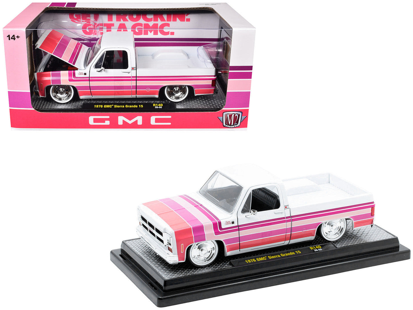 1976 GMC Sierra Grande 15 Pickup Truck White with Stripes Limited Edition to 9250 pieces Worldwide 1/24 Diecast Model Car