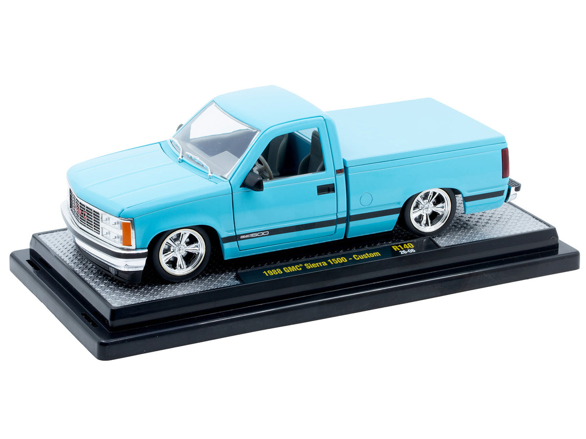 1988 GMC Sierra 1500 Custom Pickup Truck Light Blue with Black Stripes Limited Edition to 9250 pieces Worldwide 1/24 Diecast Model Car