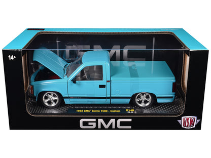 1988 GMC Sierra 1500 Custom Pickup Truck Light Blue with Black Stripes Limited Edition to 9250 pieces Worldwide 1/24 Diecast Model Car
