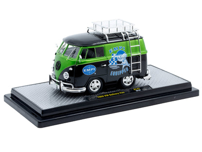 1960 Volkswagen Delivery Van "EMPI Equipped" Black and Green Metallic with Roof Rack and Ladder Limited Edition to 4050 pieces Worldwide 1/24 Diecast Model Car