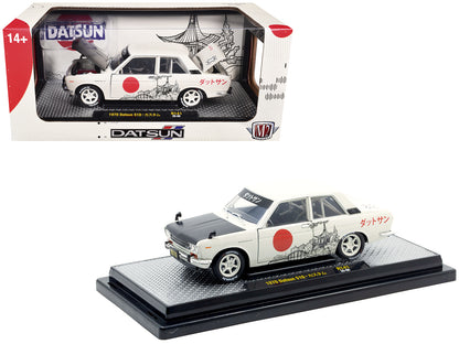 1970 Datsun 510 Light Gray with Japanese Graphics Limited Edition to 4050 pieces Worldwide 1/24 Diecast Model Car
