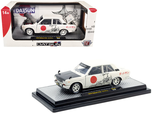 1970 Datsun 510 Light Gray with Japanese Graphics Limited Edition to 4050 pieces Worldwide 1/24 Diecast Model Car