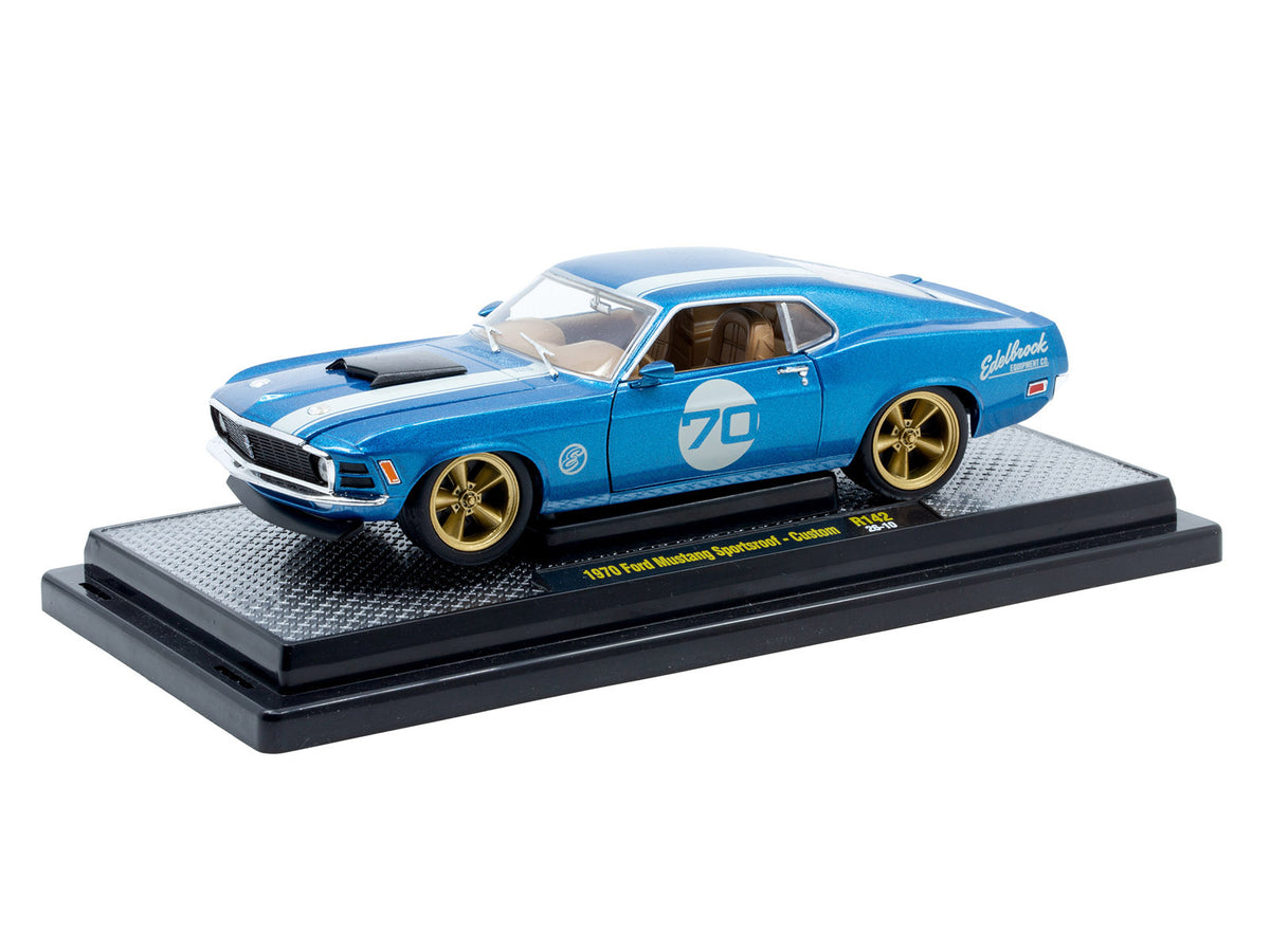 1970 Ford Mustang Sportsroof #70 Blue Metallic with White Stripes Limited Edition to 4050 pieces Worldwide 1/24 Diecast Model Car