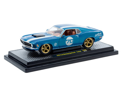 1970 Ford Mustang Sportsroof #70 Blue Metallic with White Stripes Limited Edition to 4050 pieces Worldwide 1/24 Diecast Model Car
