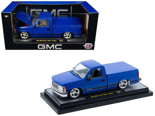 1988 GMC Sierra 1500 Custom Pickup Truck Blue Metallic with Black Stripes Limited Edition to 4850 pieces Worldwide 1/24 Diecast Model Car