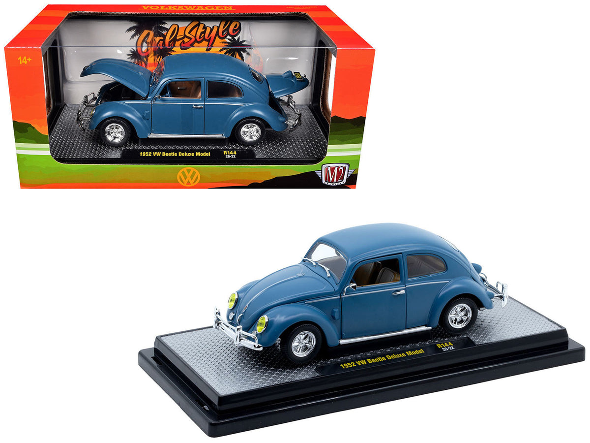 1952 Volkswagen Beetle Deluxe Model Matt Blue Limited Edition to 4850 pieces Worldwide 1/24 Diecast Model Car