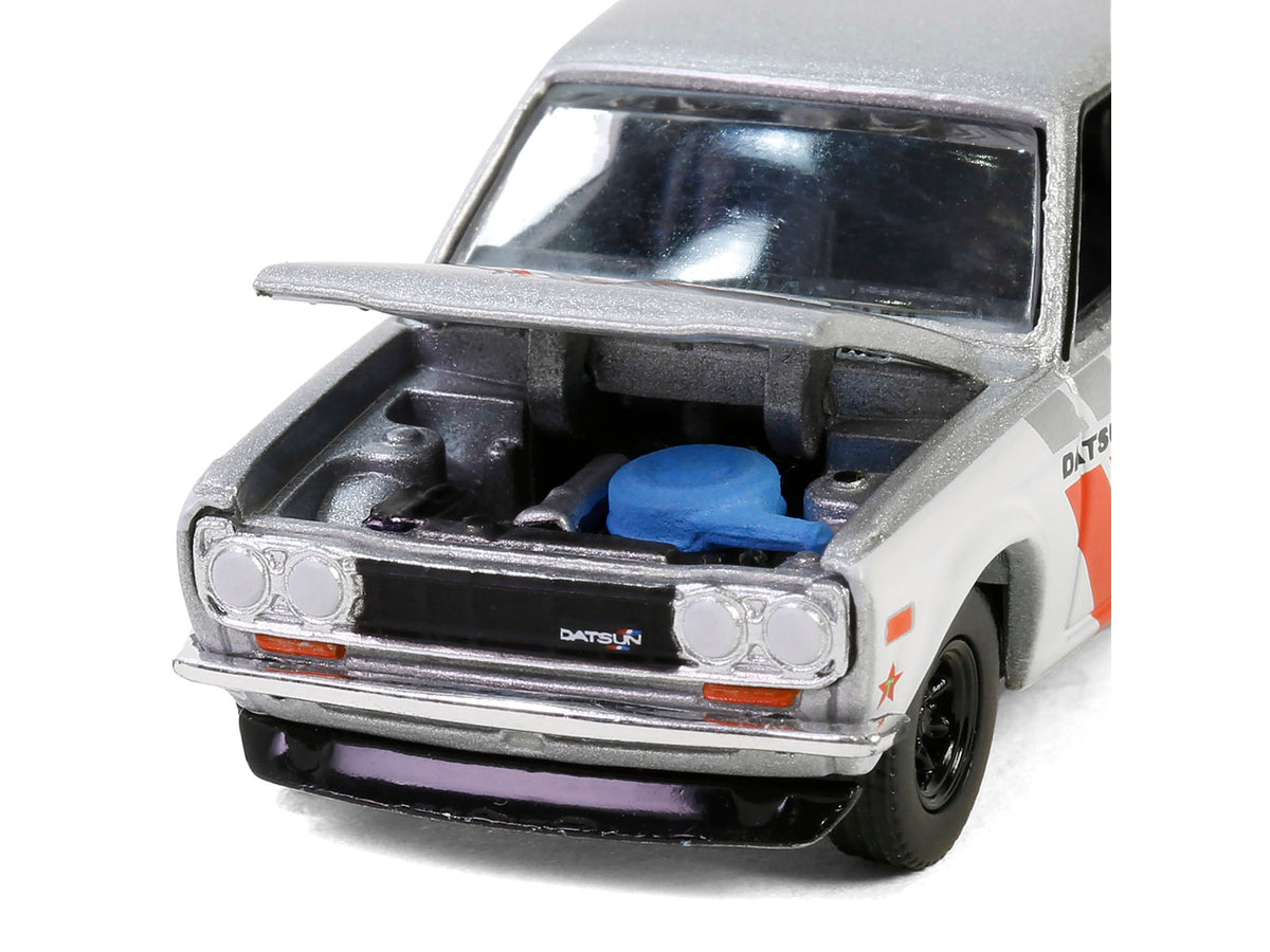1970 Nissan Datsun 510 #28 "Texaco" Silver Metallic and White with Red Stripes "Texaco Special Edition" Series 1 1/64 Diecast Model Car