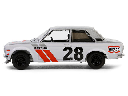 1970 Nissan Datsun 510 #28 "Texaco" Silver Metallic and White with Red Stripes "Texaco Special Edition" Series 1 1/64 Diecast Model Car