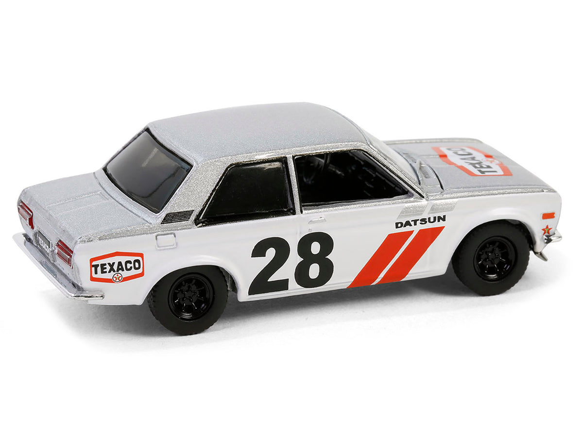 1970 Nissan Datsun 510 #28 "Texaco" Silver Metallic and White with Red Stripes "Texaco Special Edition" Series 1 1/64 Diecast Model Car