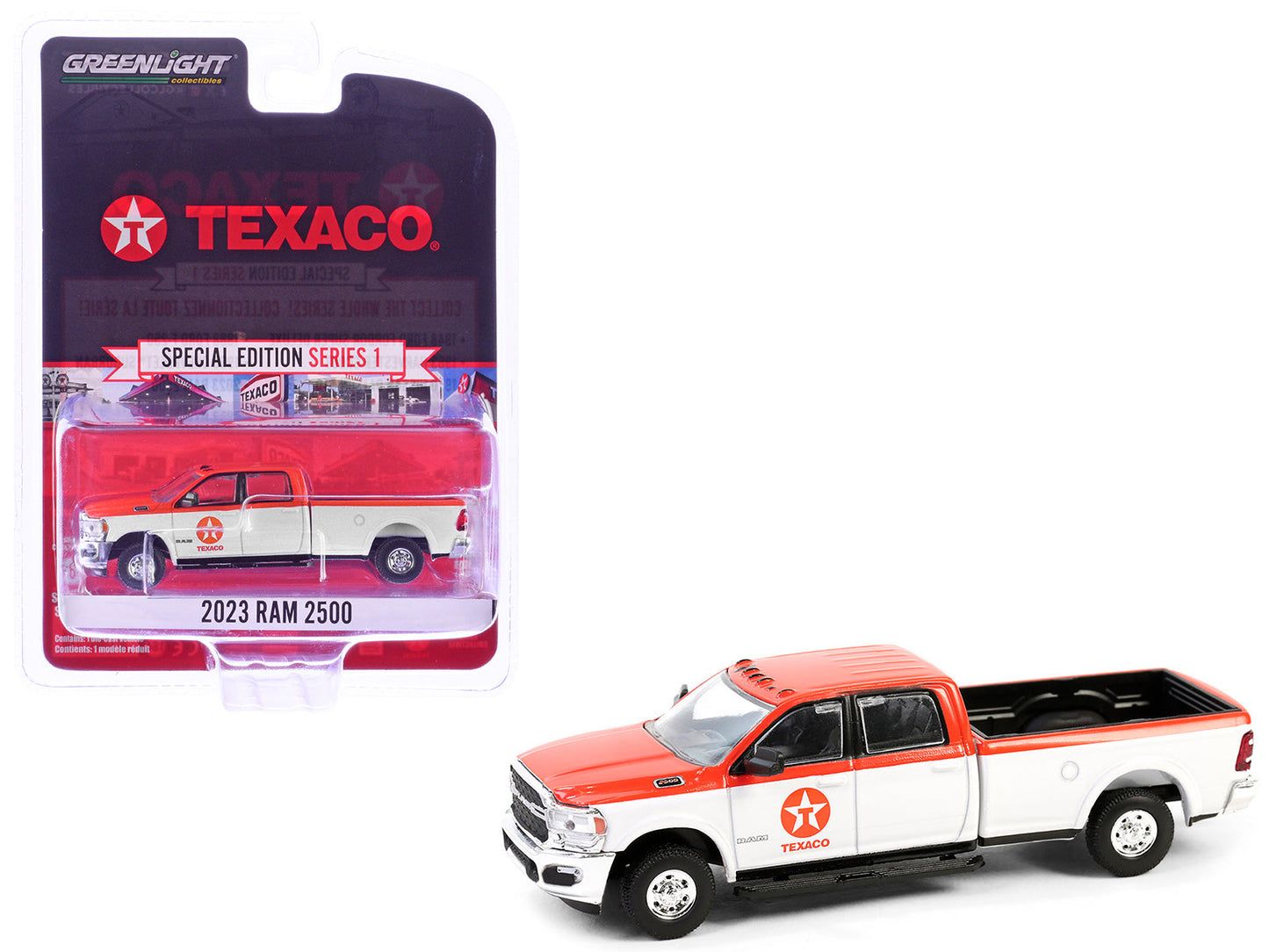 2023 Ram 2500 Pickup Truck "Texaco" Orange and White "Texaco Special Edition" Series 1 1/64 Diecast Model Car