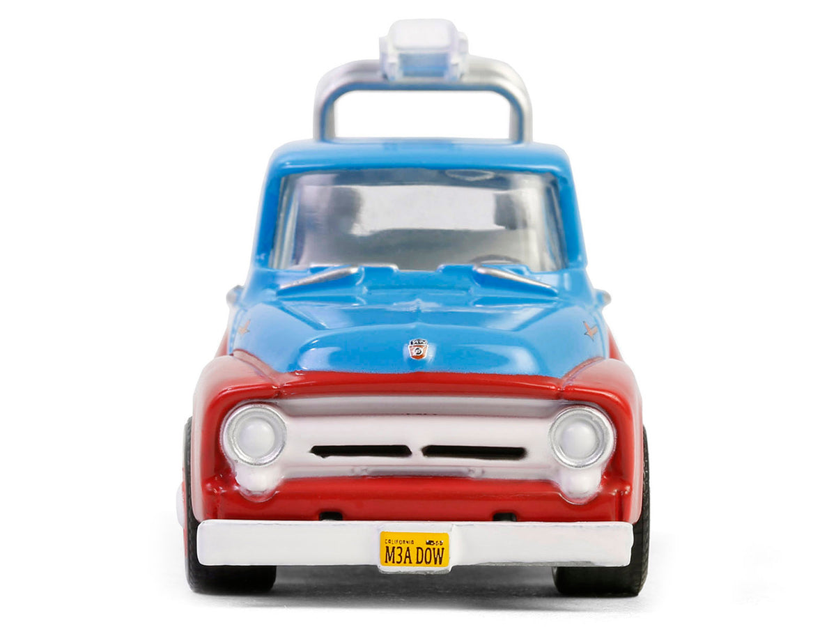 1956 Ford F-100 Pickup Truck with Tool Boxes and Ladders "Chevron" Blue and Red "Chevron Special Edition" Series 1 1/64 Diecast Model Car