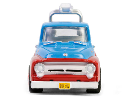 1956 Ford F-100 Pickup Truck with Tool Boxes and Ladders "Chevron" Blue and Red "Chevron Special Edition" Series 1 1/64 Diecast Model Car