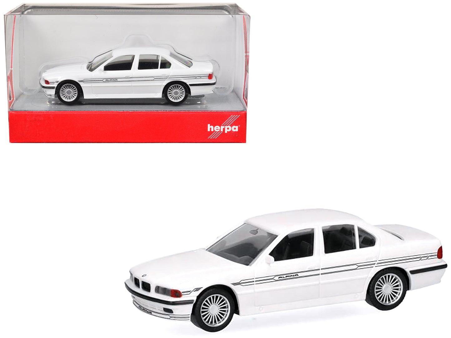 BMW Alpina B12 White 1/87 (HO) Plastic Model Car