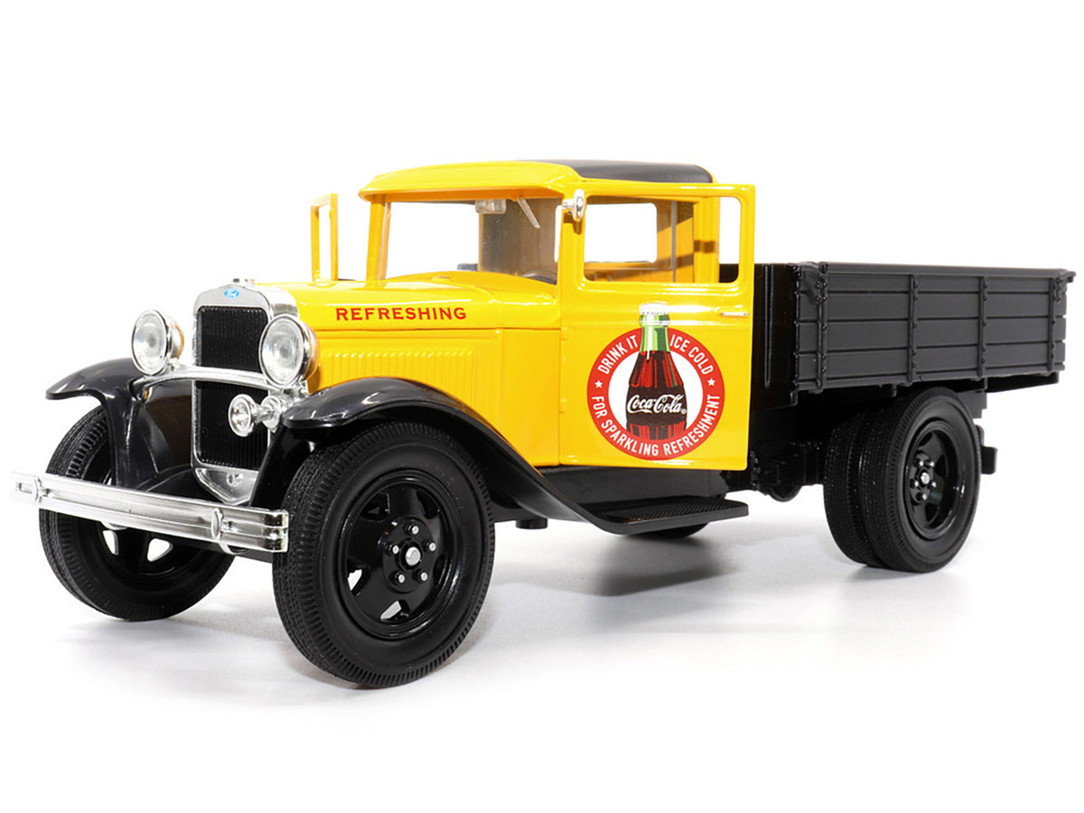 1931 Ford Model AA Pickup Truck Yellow and Black "Drink it Ice Cold for Sparkling Refreshment - Coca-Cola" 1/24 Diecast Model Car