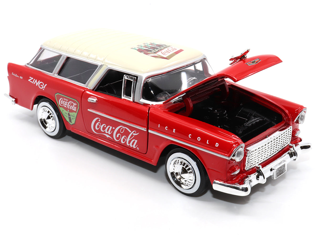 1955 Chevrolet Bel Air Nomad Red with White Top "Coca-Cola" 1/24 Diecast Model Car