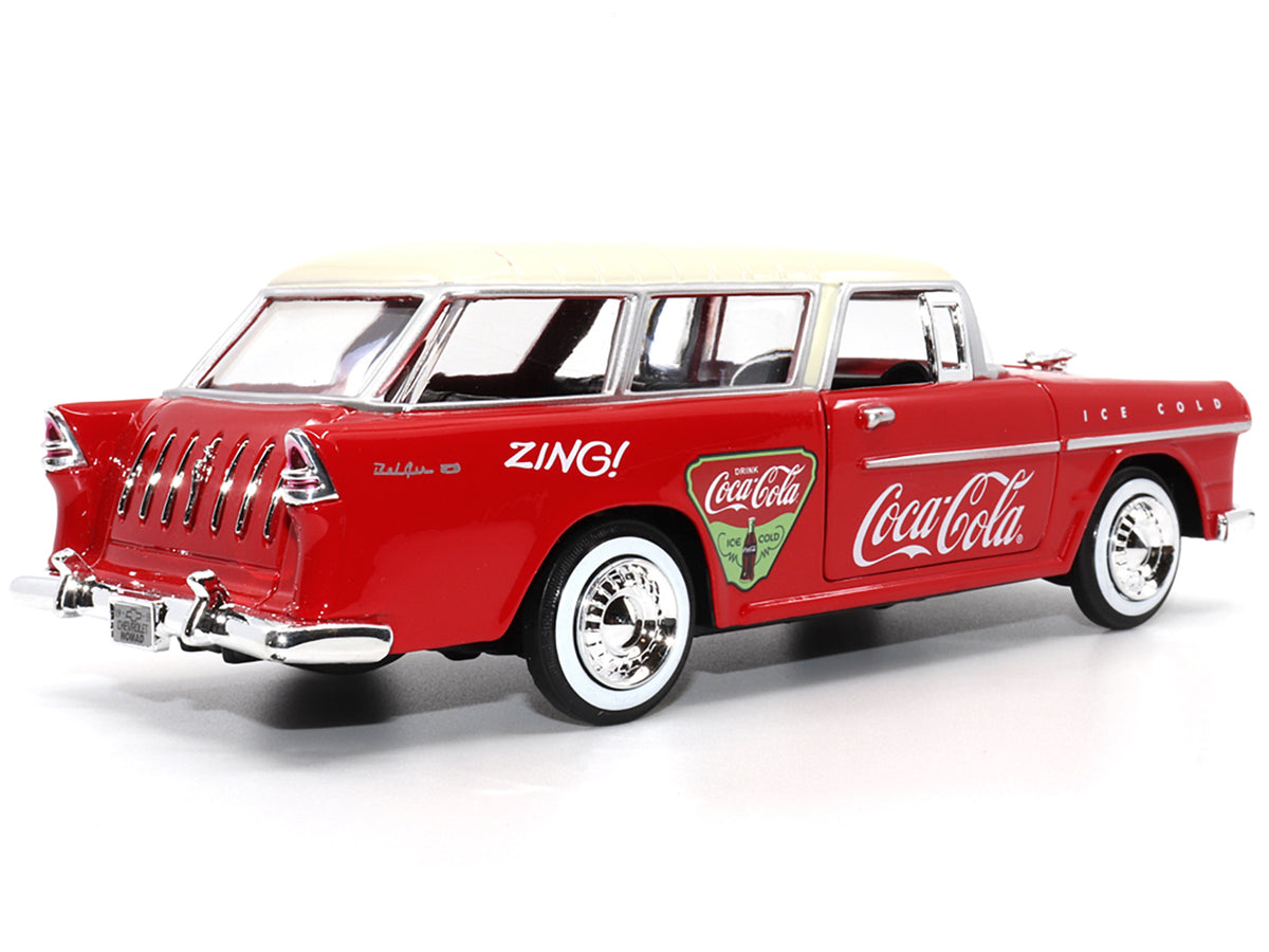 1955 Chevrolet Bel Air Nomad Red with White Top "Coca-Cola" 1/24 Diecast Model Car