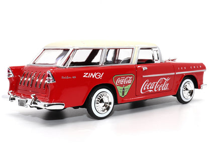 1955 Chevrolet Bel Air Nomad Red with White Top "Coca-Cola" 1/24 Diecast Model Car