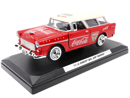 1955 Chevrolet Bel Air Nomad Red with White Top "Coca-Cola" 1/24 Diecast Model Car