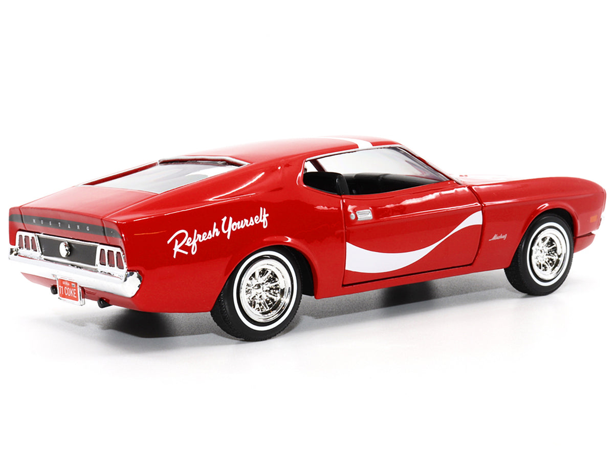 1971 Ford Mustang Sportsroof Red with White Stripes "Refresh Yourself - Coca-Cola" 1/24 Diecast Model Car