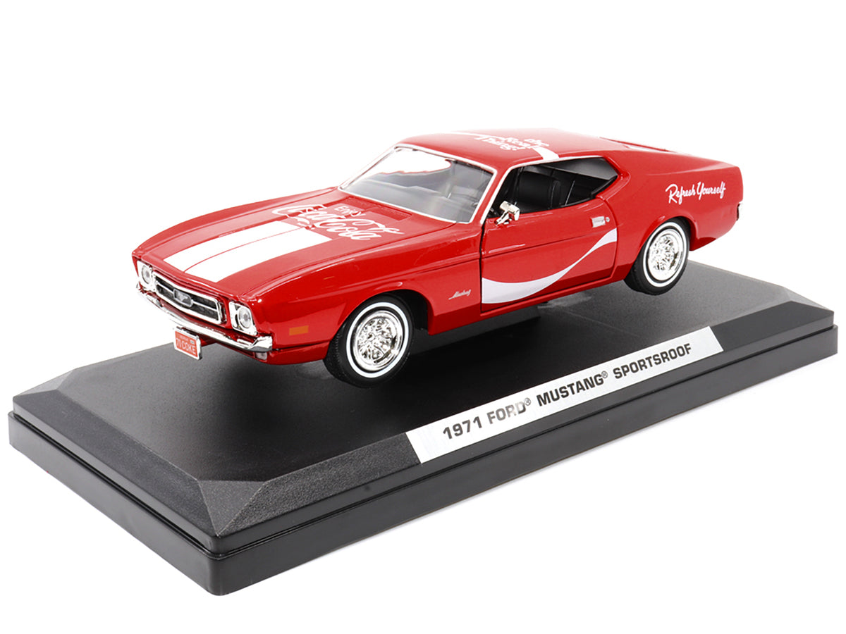 1971 Ford Mustang Sportsroof Red with White Stripes "Refresh Yourself - Coca-Cola" 1/24 Diecast Model Car