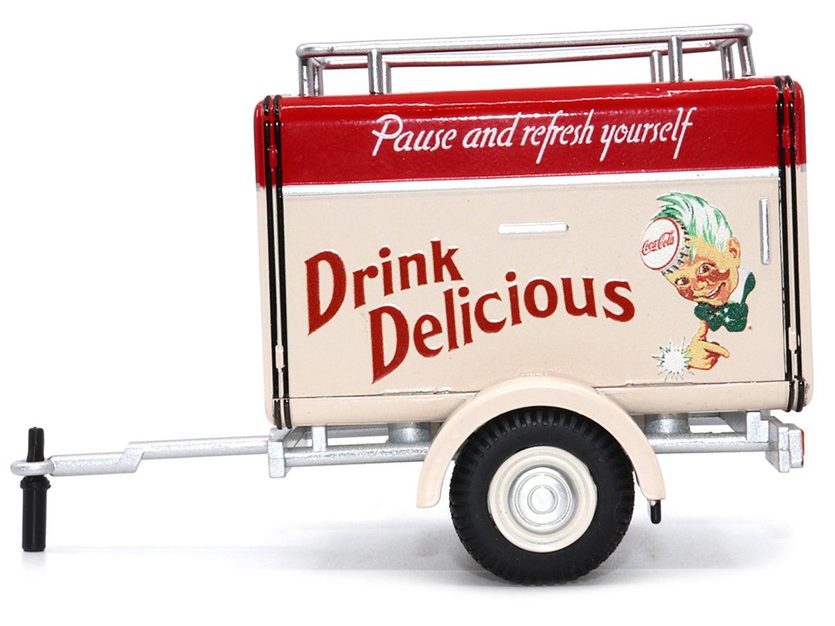 Travel Trailer Cream with Red Top "Pause and Refresh Yourself Drink Delicious Coca-Cola" 1/24 Diecast Model Car