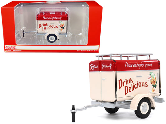 Travel Trailer Cream with Red Top "Pause and Refresh Yourself Drink Delicious Coca-Cola" 1/24 Diecast Model Car