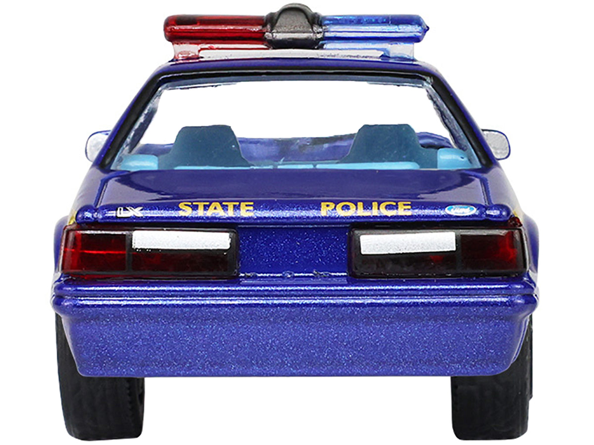 1988 Ford Mustang "New York State Police" Blue with Yellow Stripes and Blue Interior "Hot Pursuit" Series 8 1/64 Diecast Model Car