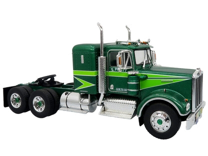 1976 Kenworth W900A Tractor with Dry Goods Trailer Green Metallic with Light Green Graphics "Vintage Heavy Haul Truck Collection" 1/43 Diecast Model