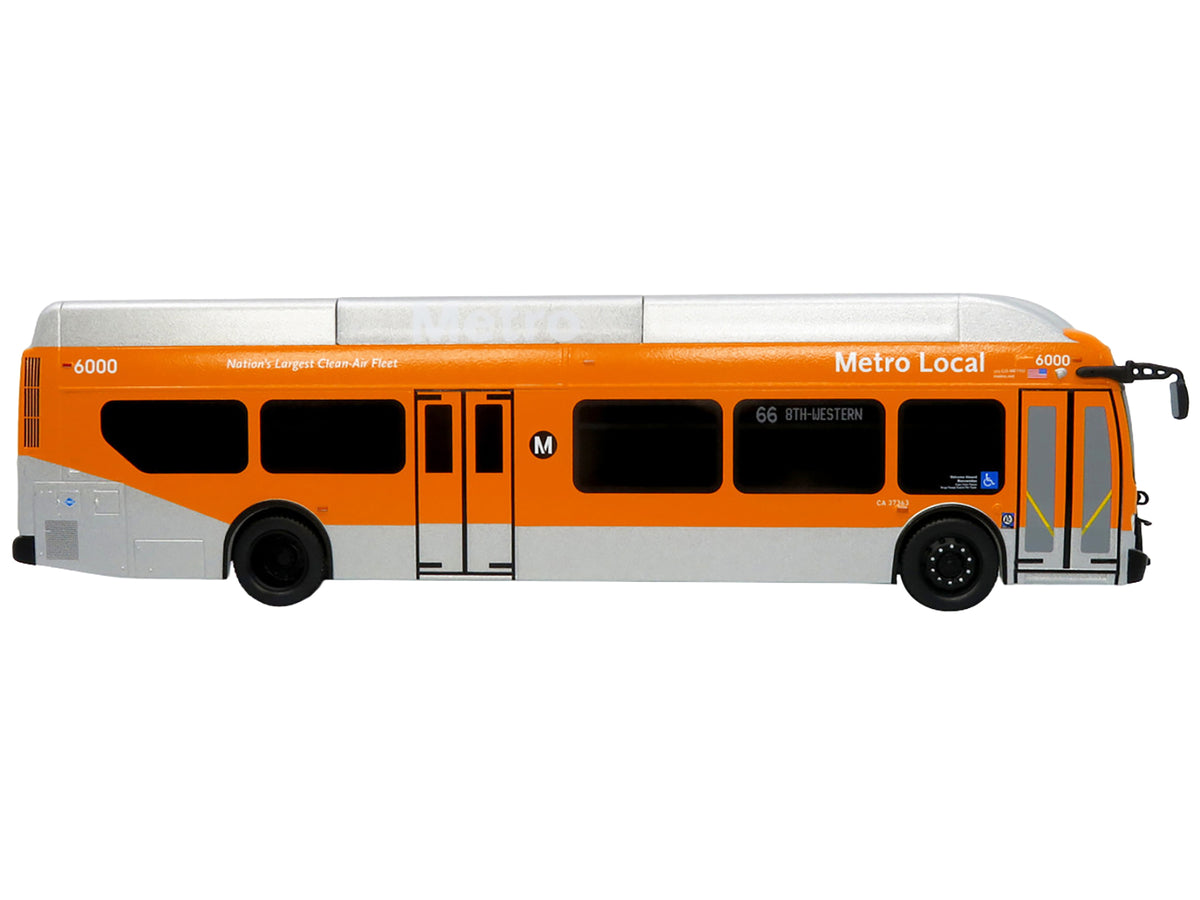 New Flyer Xcelsior Transit Bus Bank "Los Angeles Metro" Orange and Silver "The Bus & Motorcoach Collection" Limited Edition to 504 Pieces Worldwide 1/43 Model