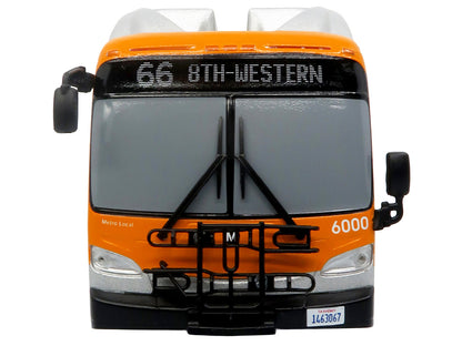 New Flyer Xcelsior Transit Bus Bank "Los Angeles Metro" Orange and Silver "The Bus & Motorcoach Collection" Limited Edition to 504 Pieces Worldwide 1/43 Model