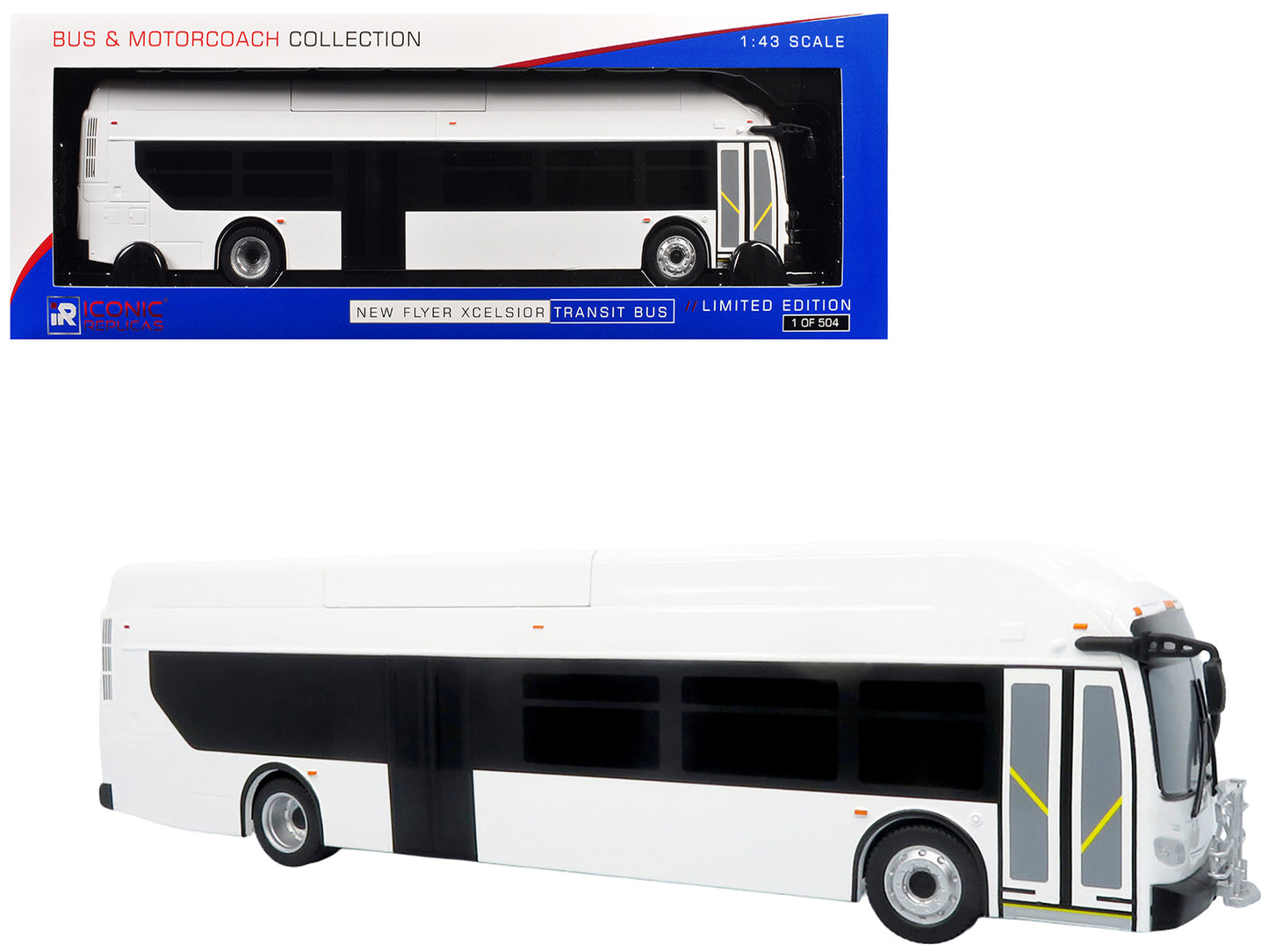 New Flyer Xcelsior Transit Bus Bank White "The Bus & Motorcoach Collection" Limited Edition to 504 Pieces Worldwide 1/43 Model