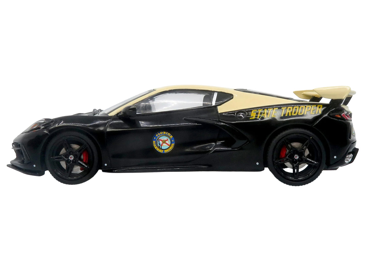 2023 Chevrolet Corvette C8 Stingray Police Interceptor "Florida Highway Patrol (FHP)" Black with Cream Top 1/43 Diecast Model
