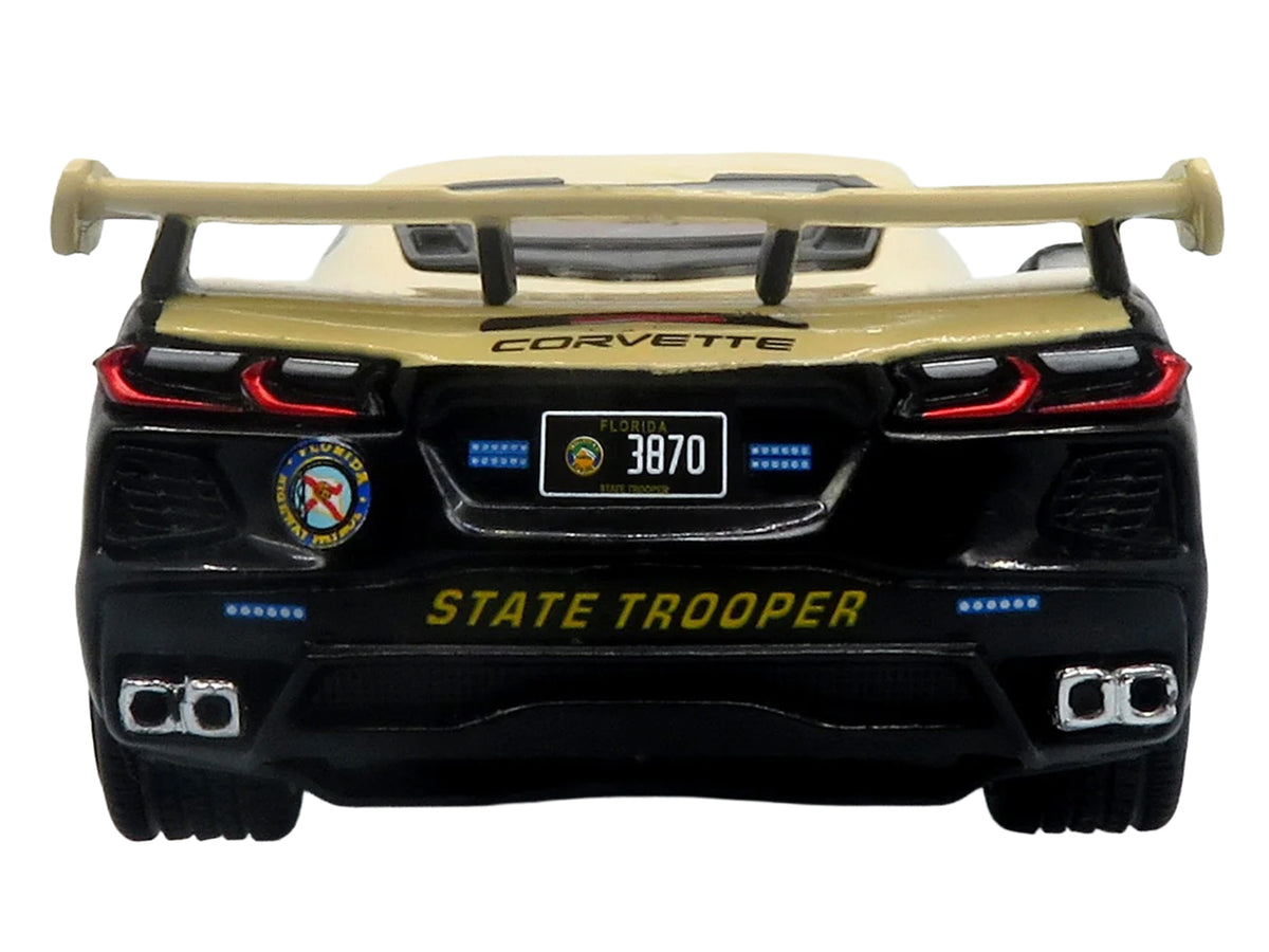2023 Chevrolet Corvette C8 Stingray Police Interceptor "Florida Highway Patrol (FHP)" Black with Cream Top 1/43 Diecast Model