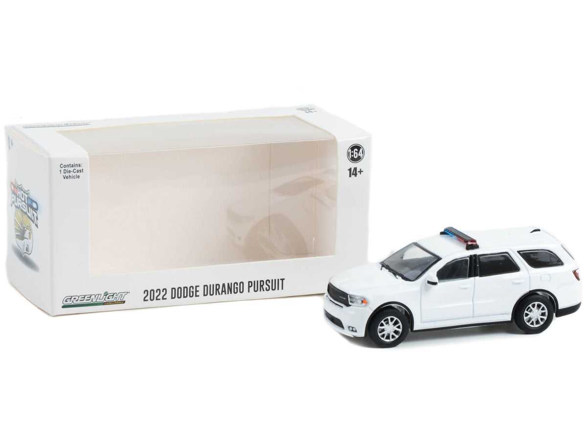 2022 Dodge Durango Pursuit Police Car with Lights White "Hot Pursuit" "Hobby Exclusive" Series 1/64 Diecast Model Car