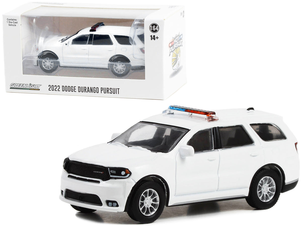 2022 Dodge Durango Pursuit Police Car with Lights White "Hot Pursuit" "Hobby Exclusive" Series 1/64 Diecast Model Car