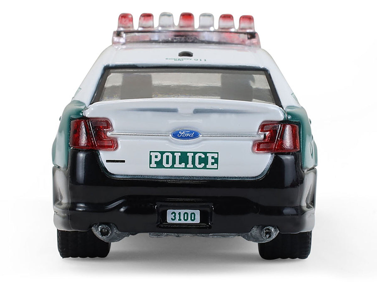 2014 Ford Taurus "New York Police Department (NYPD) Vintage Tribute Livery" Green and Black with White Top "Hot Pursuit" Series 47 1/64 Diecast Model Car
