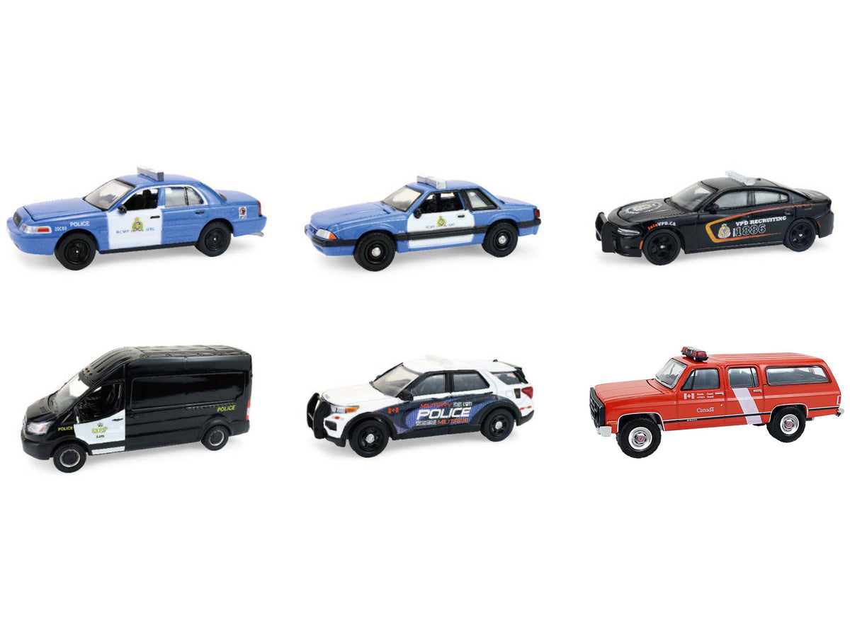 "Hot Pursuit - Canada Special Edition" Set of 6 Police Cars 1/64 Diecast Model Cars