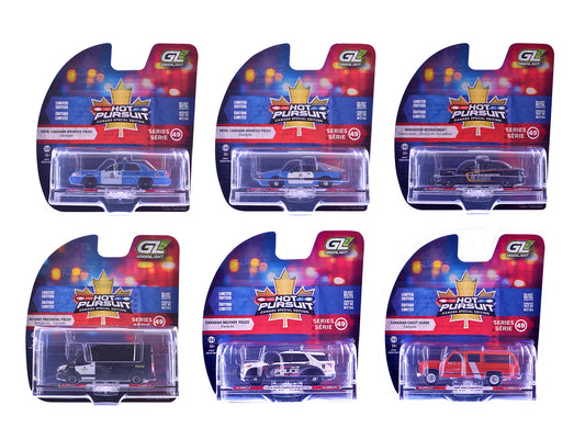 "Hot Pursuit - Canada Special Edition" Set of 6 Police Cars 1/64 Diecast Model Cars