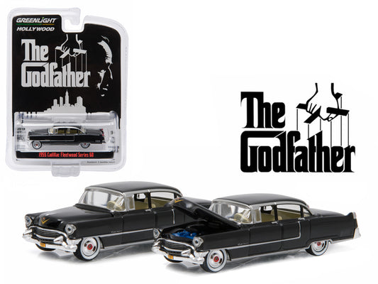 1955 Cadillac Fleetwood Series 60 Black "The Godfather" (1972) Movie "Hollywood Series" Release 14 1/64 Diecast Model Car