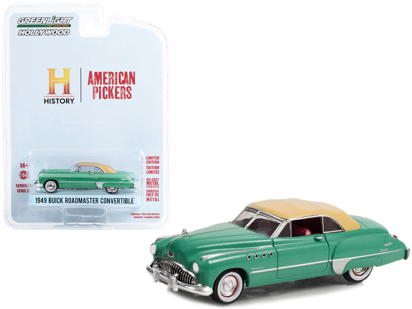 1949 Buick Roadmaster Convertible Green with Tan Soft Top "American Pickers" (2010-Current) TV Series "Hollywood Series" Release 37 1/64 Diecast Model Car